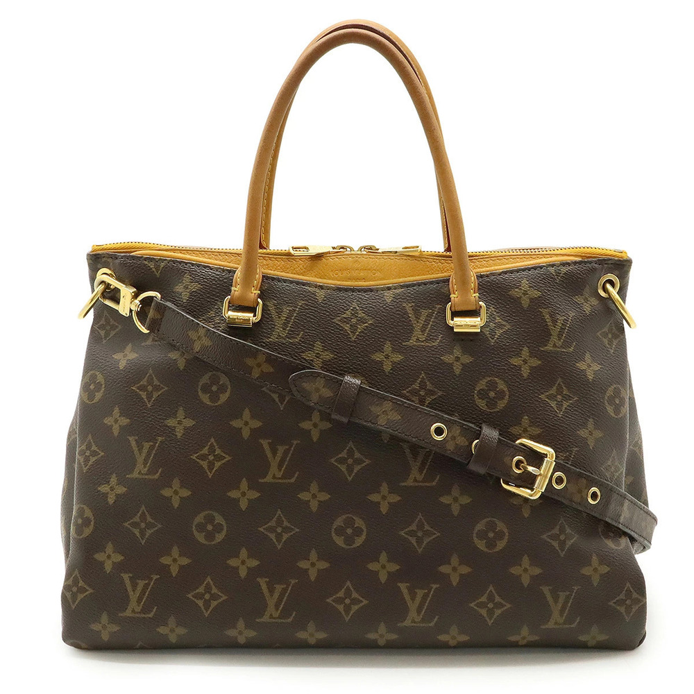LOUIS VUITTON Monogram Pallas Handbag Tote Bag Crossbody Saffron Yellow